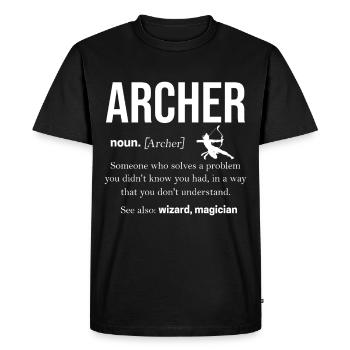 Arc-en-ciel Arc-archer cadeau arc flèche - T-shirt Premium bio Homme - noir - Devant - Nico (187cm)