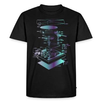Retro Record Player Oldschool Illustration - Men's Premium Organic T-Shirt - black - Front - Nico (187cm)