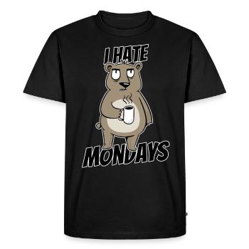 Je hais l’ours de montage boire du café ours brun fun - T-shirt Premium bio Homme - noir - Devant - Nico (187cm)