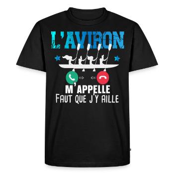 Aviron Kayak Canoë Rafting Rameur Cadeau Humour - T-shirt Premium bio Homme - noir - Devant - Nico (187cm)