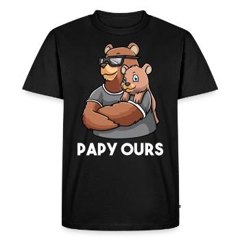 Grand-père Papou Papy Ours - T-shirt Premium bio Homme - noir - Devant - Nico (187cm)