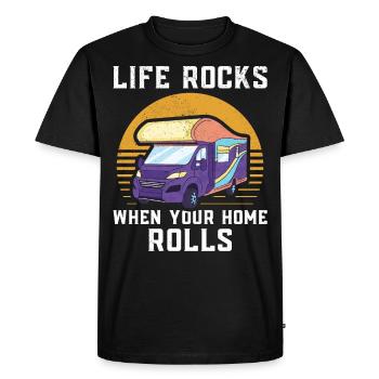 Camping Camping Camping Camping Camping-car Rétro - T-shirt Premium bio Homme - noir - Devant - Nico (187cm)