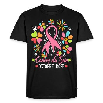 Octobre Ruban Rose Cancer du Sein Sensibilisation - T-shirt Premium bio Homme - noir - Devant - Nico (187cm)