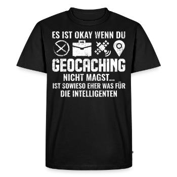 Geocaching | Geocache Geschenk - Männer Premium Bio T-Shirt - Schwarz - Vorne - Nico (187cm)