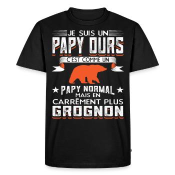 Grand-Père Papou Papy - T-shirt Premium bio Homme - noir - Devant - Nico (187cm)