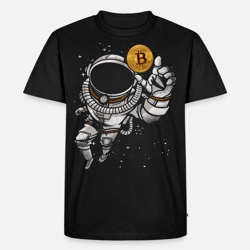 Bitcoin Crypto Astronaut - Männer Premium Bio T-Shirt - Schwarz