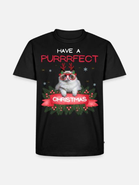 Chat Noël - T-shirt Premium bio Homme - noir