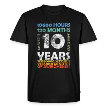 10 ans 120 mois Génial 10e anniversaire - T-shirt Premium bio Homme - noir - Devant - Nico (187cm)