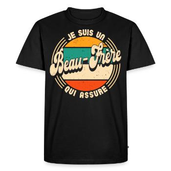 Beau-Frère Qui Assure Beau Frère - T-shirt Premium bio Homme - noir - Devant - Nico (187cm)