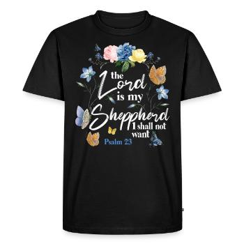 Citation de verset biblique chrétien - T-shirt Premium bio Homme - noir - Devant - Nico (187cm)