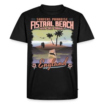 FISTRAL BEACH CORNWALL ENGLAND - SURF CITY - Men's Premium Organic T-Shirt - black - Front - Nico (187cm)