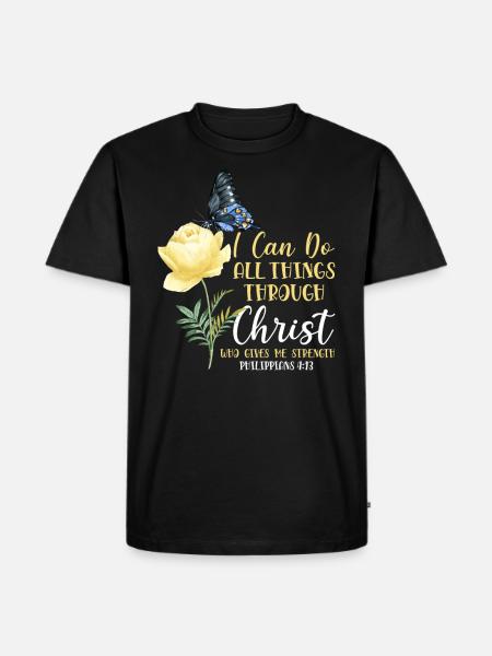 Christian Bible Verse Butterfly - Men's Premium Organic T-Shirt - black