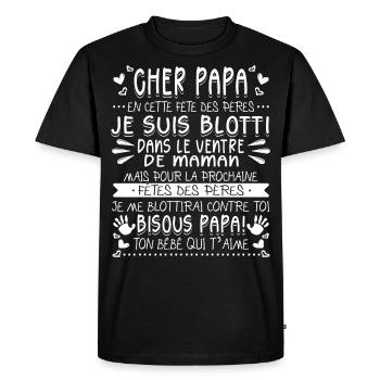Futur Papa Fête Des Pères Futur Père - T-shirt Premium bio Homme - noir - Devant - Nico (187cm)