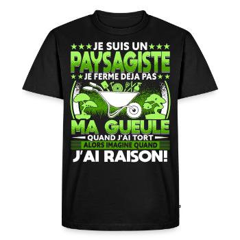 Paysagiste Paysagisme Paysagiste Aménagement - T-shirt Premium bio Homme - noir - Devant - Nico (187cm)