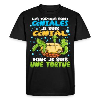 Tortues Je Suis Une Tortue - T-shirt Premium bio Homme - noir - Devant - Nico (187cm)