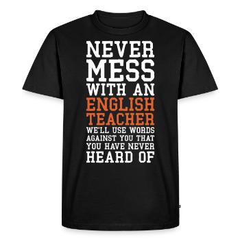 Professeur d’anglais Cours d’école Cadeau d’anglais - T-shirt Premium bio Homme - noir - Devant - Nico (187cm)
