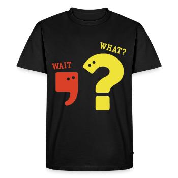 Comma Question Mark Grammar Nerd Teacher Gift - Men's Premium Organic T-Shirt - black - Front - Nico (187cm)