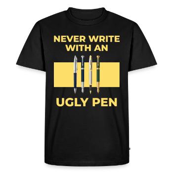 Beaux stylos d’écriture École Stylo Stylo Stylo Cadeau - T-shirt Premium bio Homme - noir - Devant - Nico (187cm)