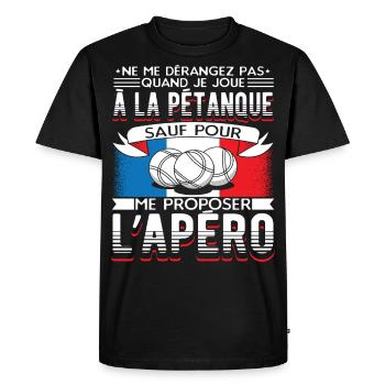 Pétanque Humour Boccia Homme Petanque - T-shirt Premium bio Homme - noir - Devant - Nico (187cm)