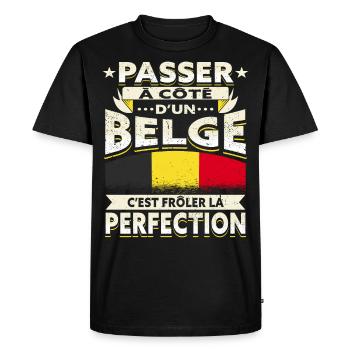 Belgique Drapeau Belge - T-shirt Premium bio Homme - noir - Devant - Nico (187cm)
