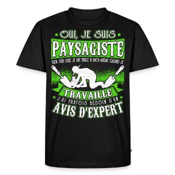 Paysagiste Jardinier Paysagiste Aménagement - T-shirt Premium bio Homme - noir - Devant - Nico (187cm)