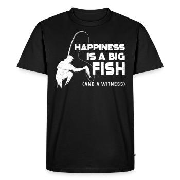 Fishing Vintage Happiness Is A Big - Men's Premium Organic T-Shirt - black - Front - Nico (187cm)