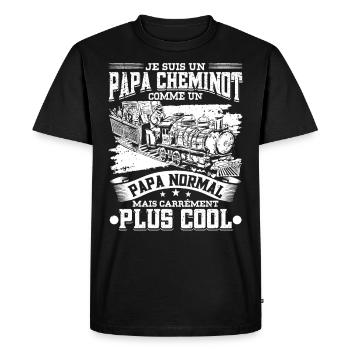 Papa Cheminot Conducteur De Train Chemin De Fer - T-shirt Premium bio Homme - noir - Devant - Nico (187cm)