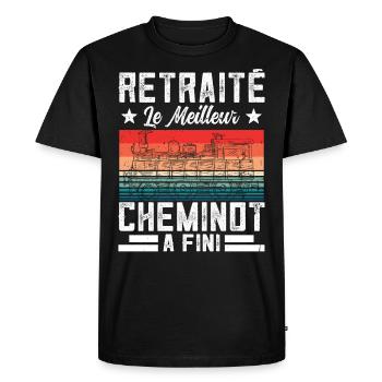 Retraitée Cheminot Conducteur De Train Cheminot - T-shirt Premium bio Homme - noir - Devant - Nico (187cm)
