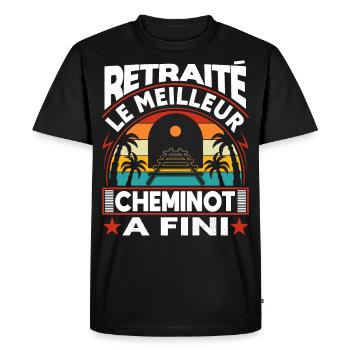 Retraitée Cheminot Conducteur De Train Cheminot - T-shirt Premium bio Homme - noir - Devant - Nico (187cm)