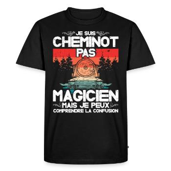 Cheminot Conducteur De Train Chemin De Fer - T-shirt Premium bio Homme - noir - Devant - Nico (187cm)