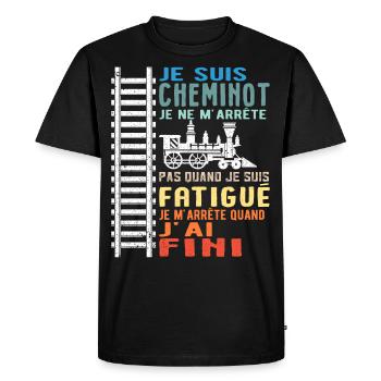 Cheminot Chemin De Fer Conducteur De Train - T-shirt Premium bio Homme - noir - Devant - Nico (187cm)