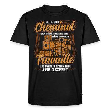 Cheminot Conducteur De Train Chemin De Fer - T-shirt Premium bio Homme - noir - Devant - Nico (187cm)