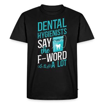 Hygiéniste dentaire Fil dentaire Dentaire - T-shirt Premium bio Homme - noir - Devant - Nico (187cm)