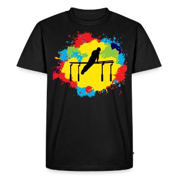 Gymnastique artistique Barres parallèles Aquarelle - T-shirt Premium bio Homme - noir - Devant - Nico (187cm)