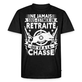 Retraité Chasseur Retraite Plan Sanglier Chasse - T-shirt Premium bio Homme - noir - Devant - Nico (187cm)