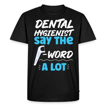 Hygiéniste dentaire Fil dentaire Dentaire - T-shirt Premium bio Homme - noir - Devant - Nico (187cm)
