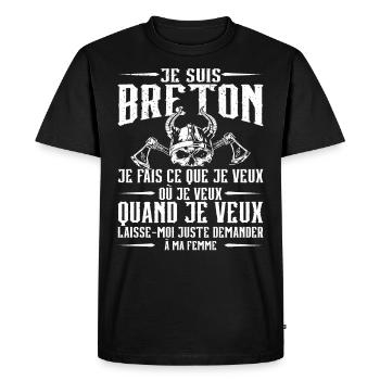 Breton Briton Mari Bretagne - T-shirt Premium bio Homme - noir - Devant - Nico (187cm)
