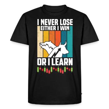I NEVER LOSE EITHER I WIN OR I LEARN - Men's Premium Organic T-Shirt - black - Front - Nico (187cm)