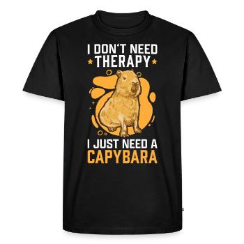 Capybaras sont ma thérapie Capybara - T-shirt Premium bio Homme - noir - Devant - Nico (187cm)
