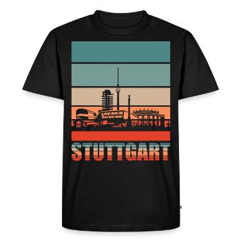Stuttgart Retro Skyline Stadt - Männer Premium Bio T-Shirt - Schwarz - Vorne - Nico (187cm)