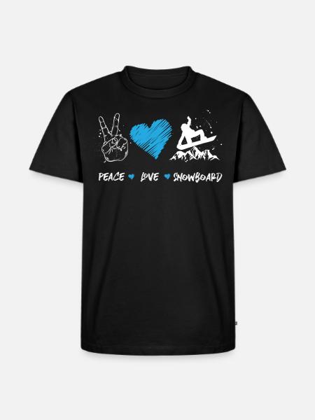 Snowboarding Snowboard peace love - Men's Premium Organic T-Shirt - black