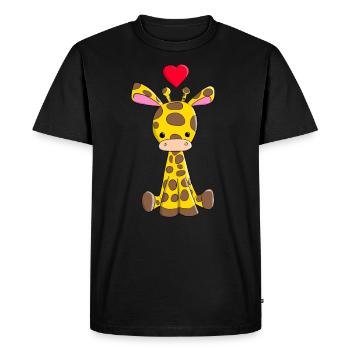 Girafe de dessin animé avec coeur Girafe de dessin animé - T-shirt Premium bio Homme - noir - Devant - Nico (187cm)