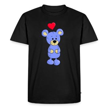 Ours en peluche dessin animé avec coeur - T-shirt Premium bio Homme - noir - Devant - Nico (187cm)
