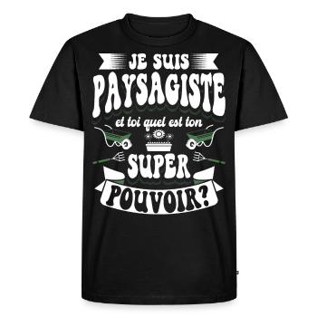 Paysagiste Paysagisme Paysagiste Aménagement - T-shirt Premium bio Homme - noir - Devant - Nico (187cm)
