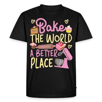 Bake Baking Beater Bake The World - Men's Premium Organic T-Shirt - black - Front - Nico (187cm)