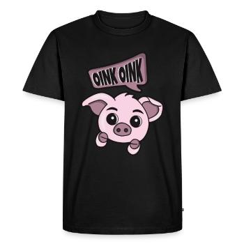 Cute little pig Oink pig farm - Men's Premium Organic T-Shirt - black - Front - Nico (187cm)