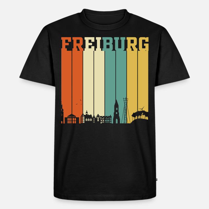 Freiburg Skyline - Männer Premium Bio T-Shirt - Schwarz