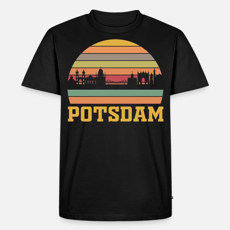 Retro Potsdam Skyline - Männer Premium Bio T-Shirt - Schwarz