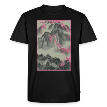 Sakura Japanese Cherry Blossom Hanami Japan Gift - Men's Premium Organic T-Shirt - black - Front - Nico (187cm)
