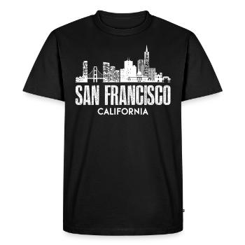 San Francisco California Bridge Skyline Gift - Men's Premium Organic T-Shirt - black - Front - Nico (187cm)